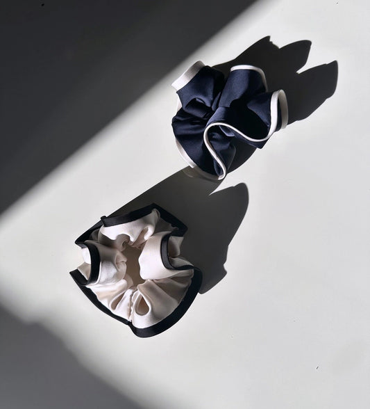 East Hampton Stripe Satin Scrunchie - BOTH Color Options - Solar Eclipse