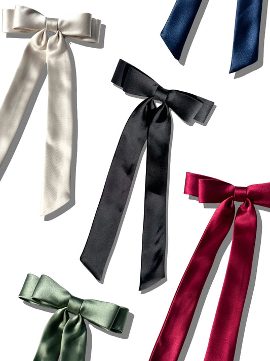 The Perfect Slim Satin Hair Bow - All Color OPTIONS - Solar Eclipse