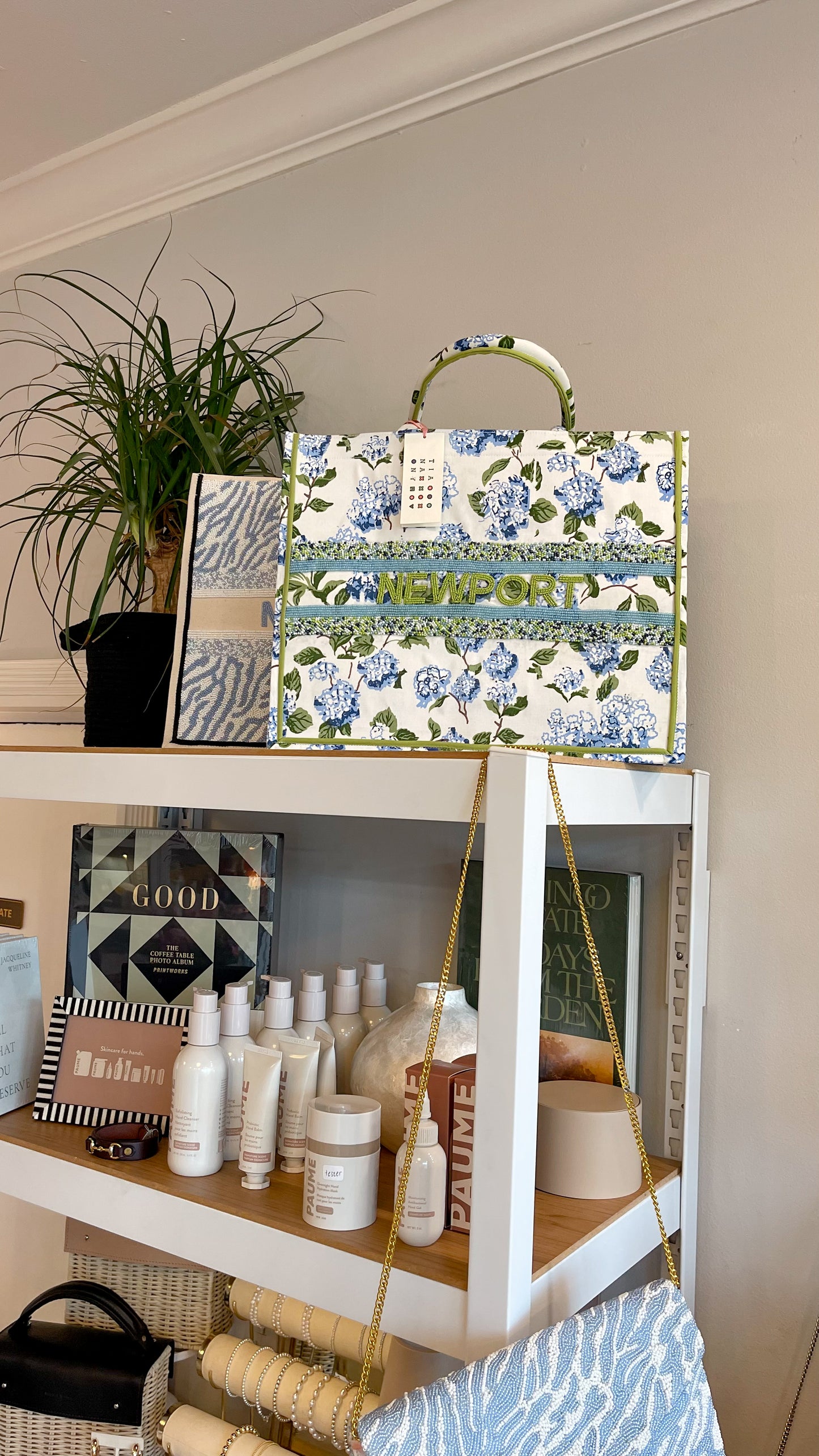 Hydrangea Beaded Tote Bag