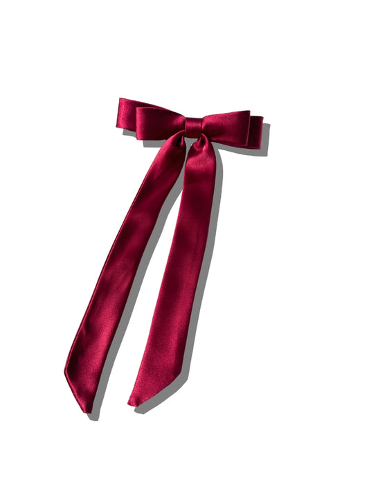 The Perfect Slim Satin Hair Bow - Red - Solar Eclipse