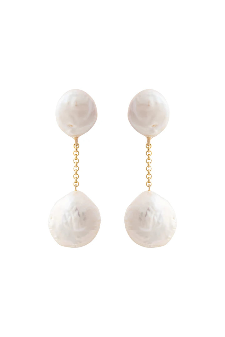 Tiana Coin Pearl Drop Earrings - Nikki Biedes