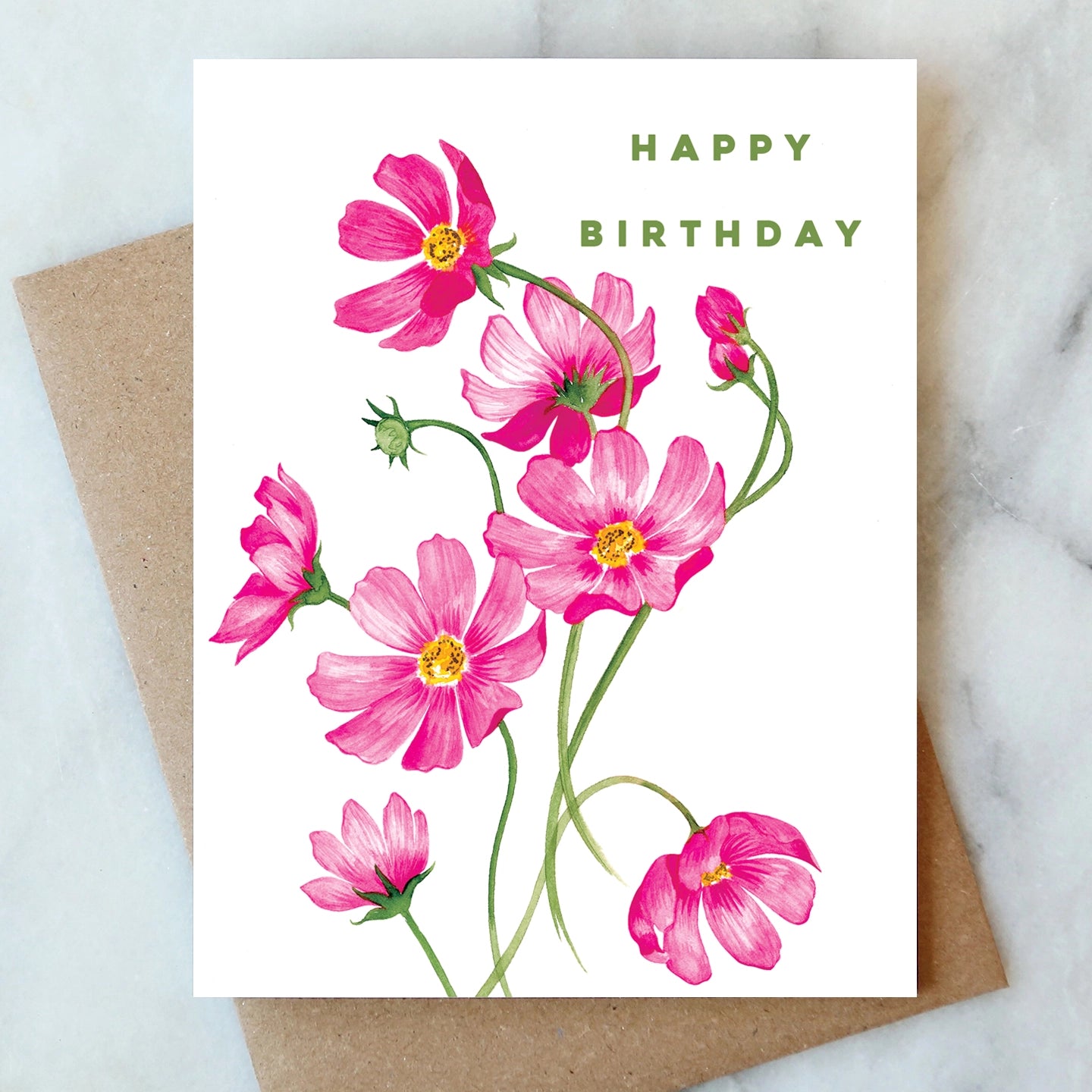 Cosmos Birthday Flowers Card - Abigail Jayne Design