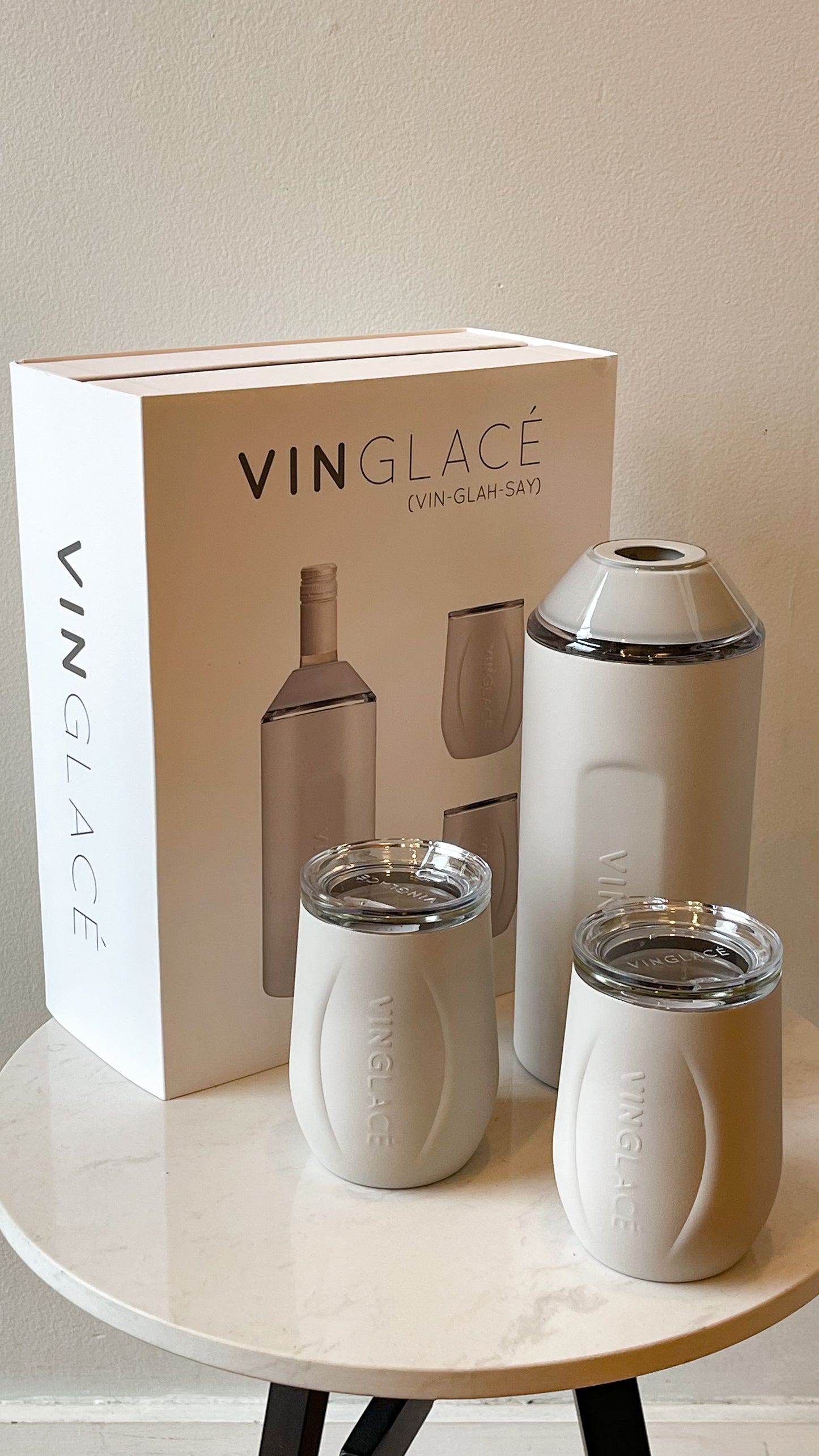 Vinglacé Champagne GIFT SET with Glass Lined Tumblers - STONE
