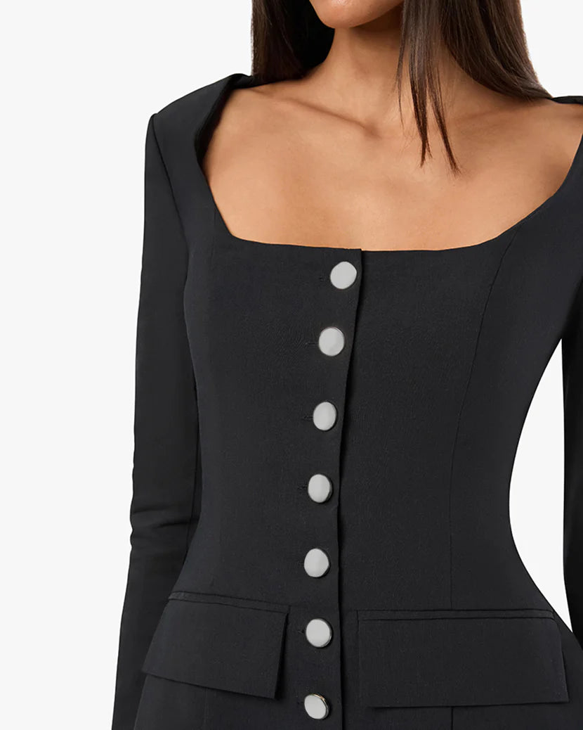 Boatneck Peplum Blazer - Black - We Wore What