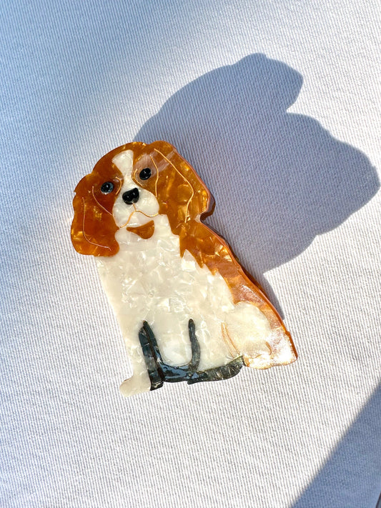 Hand-Painted King Charles Spaniel Dog Breed Claw Hair - Solar Eclipse