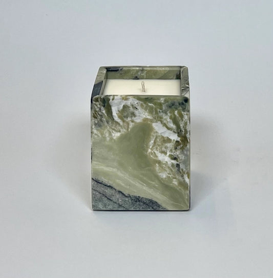 Wood Sage + Sea Salt Inspired Marble Candle - Green - Standard Wax