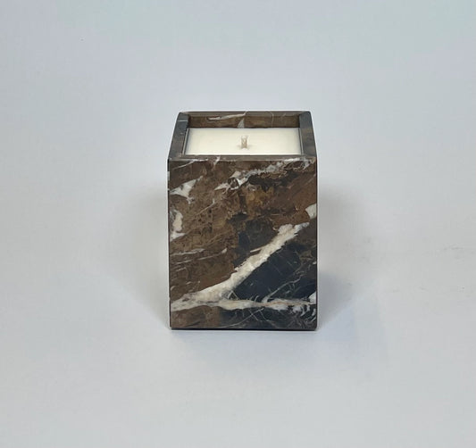 Santal 33 Inspired Marble Candle - Brown - Standard Wax