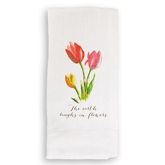 Tulips Linen Tea Towel - No Words - French Graffiti