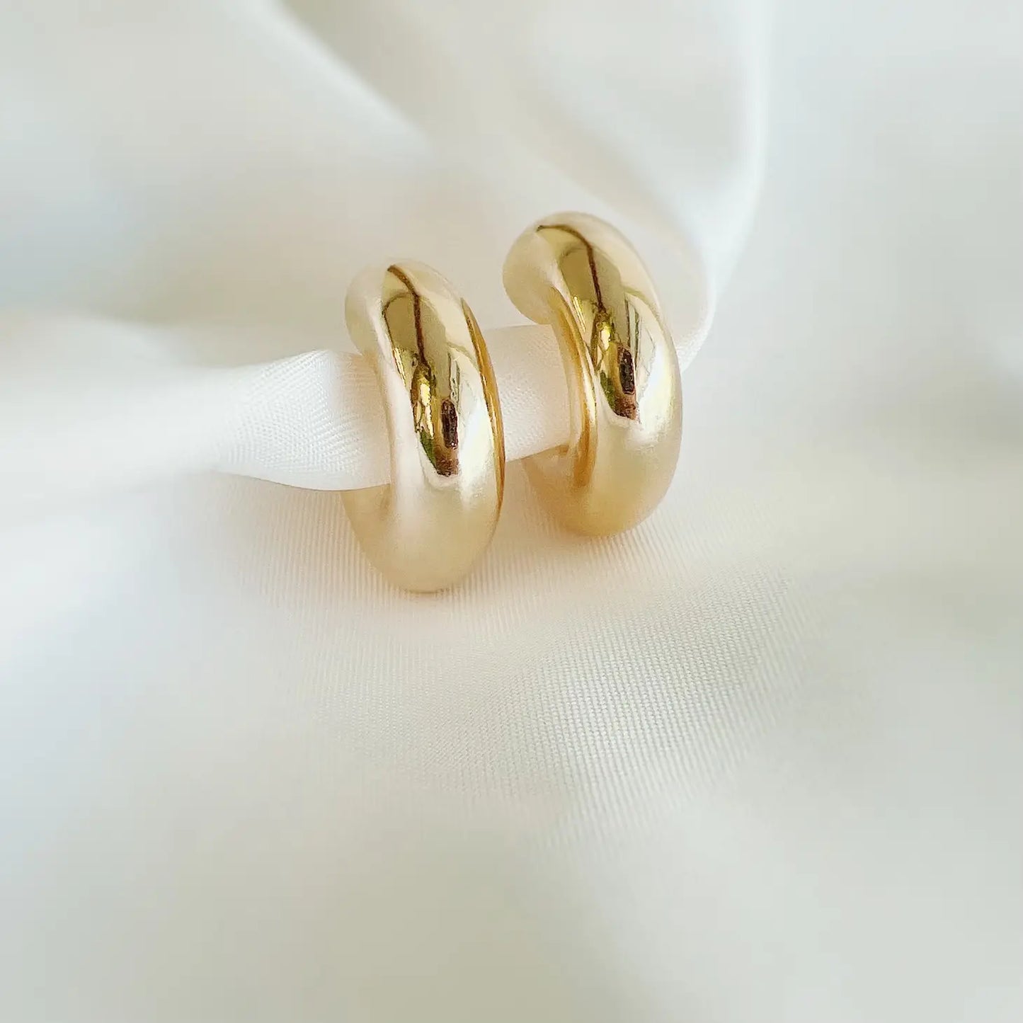 Ellie Chunky Tube Hoops Earrings Gold Filled - True by Kristy Jewelry