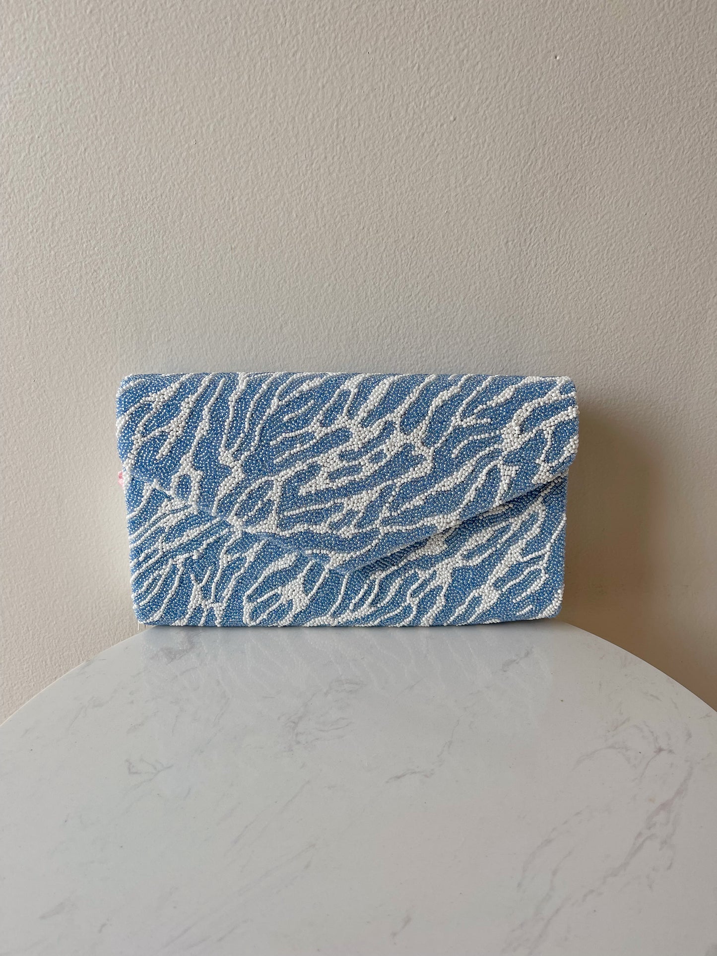 Blue Zebra Envelope Beaded Clutch -Tiana Designs