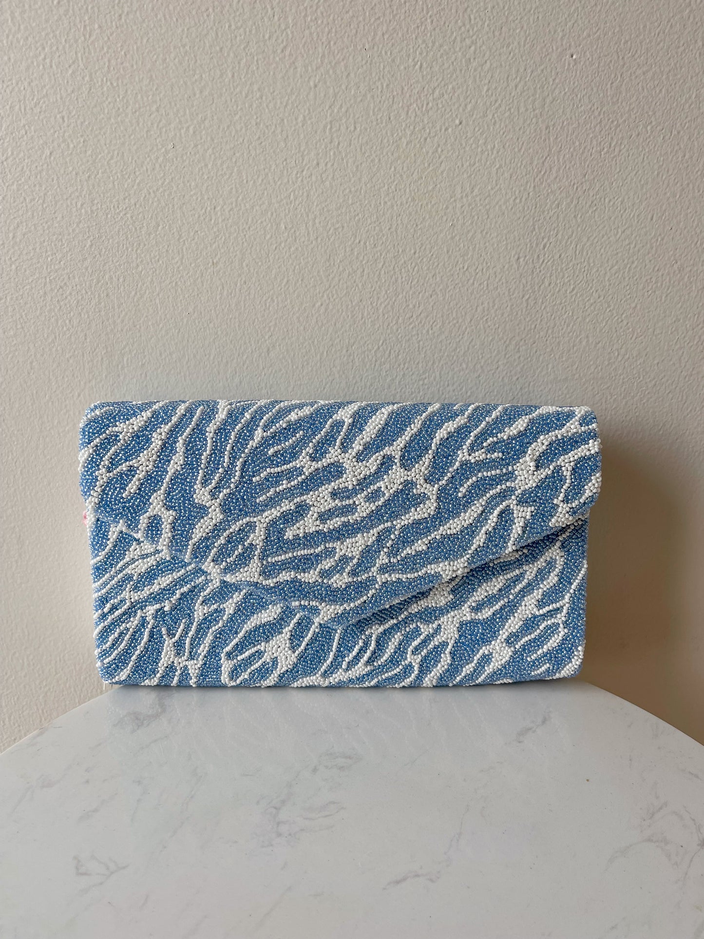 Blue Zebra Envelope Beaded Clutch -Tiana Designs