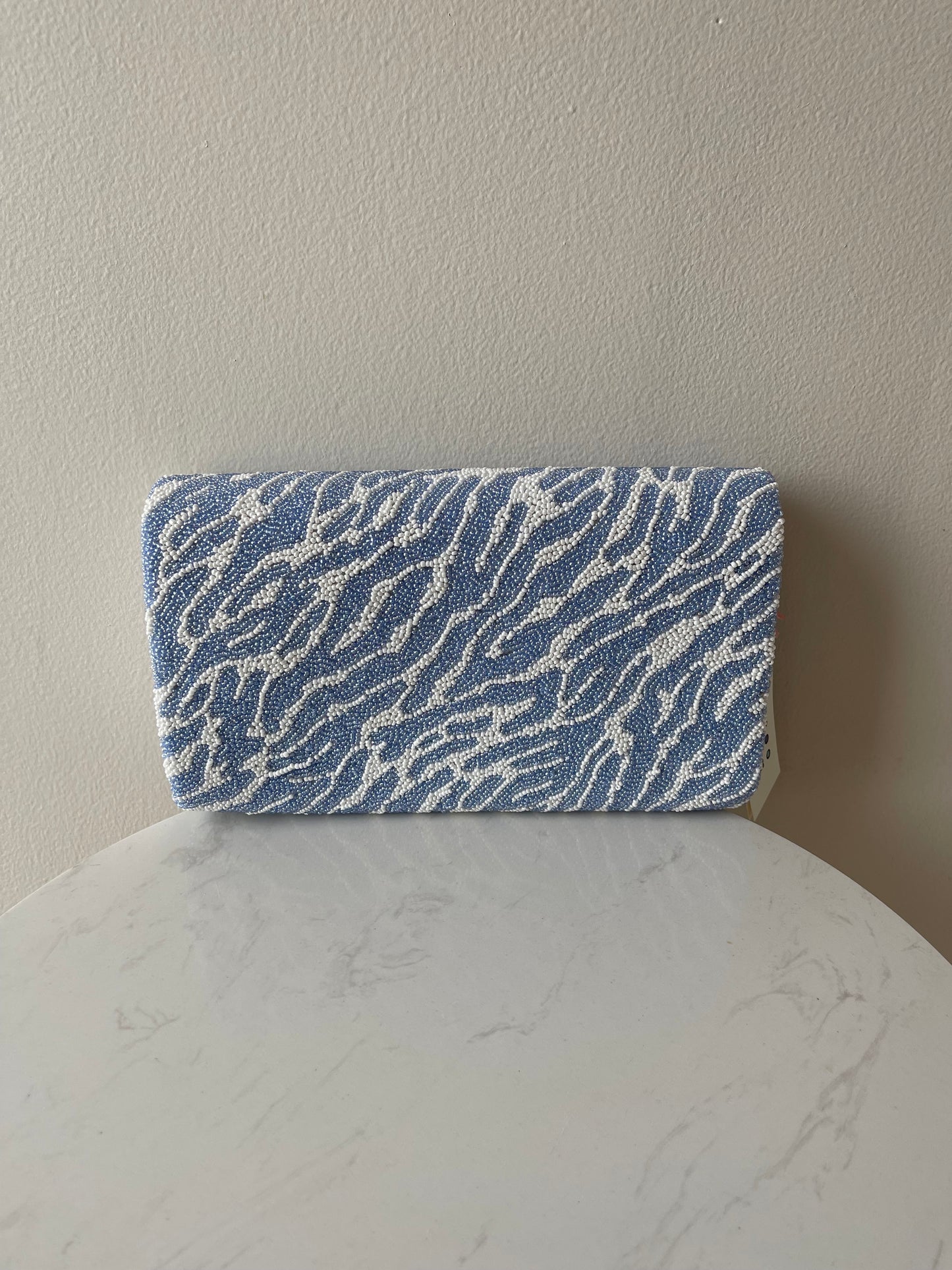 Blue Zebra Envelope Beaded Clutch -Tiana Designs