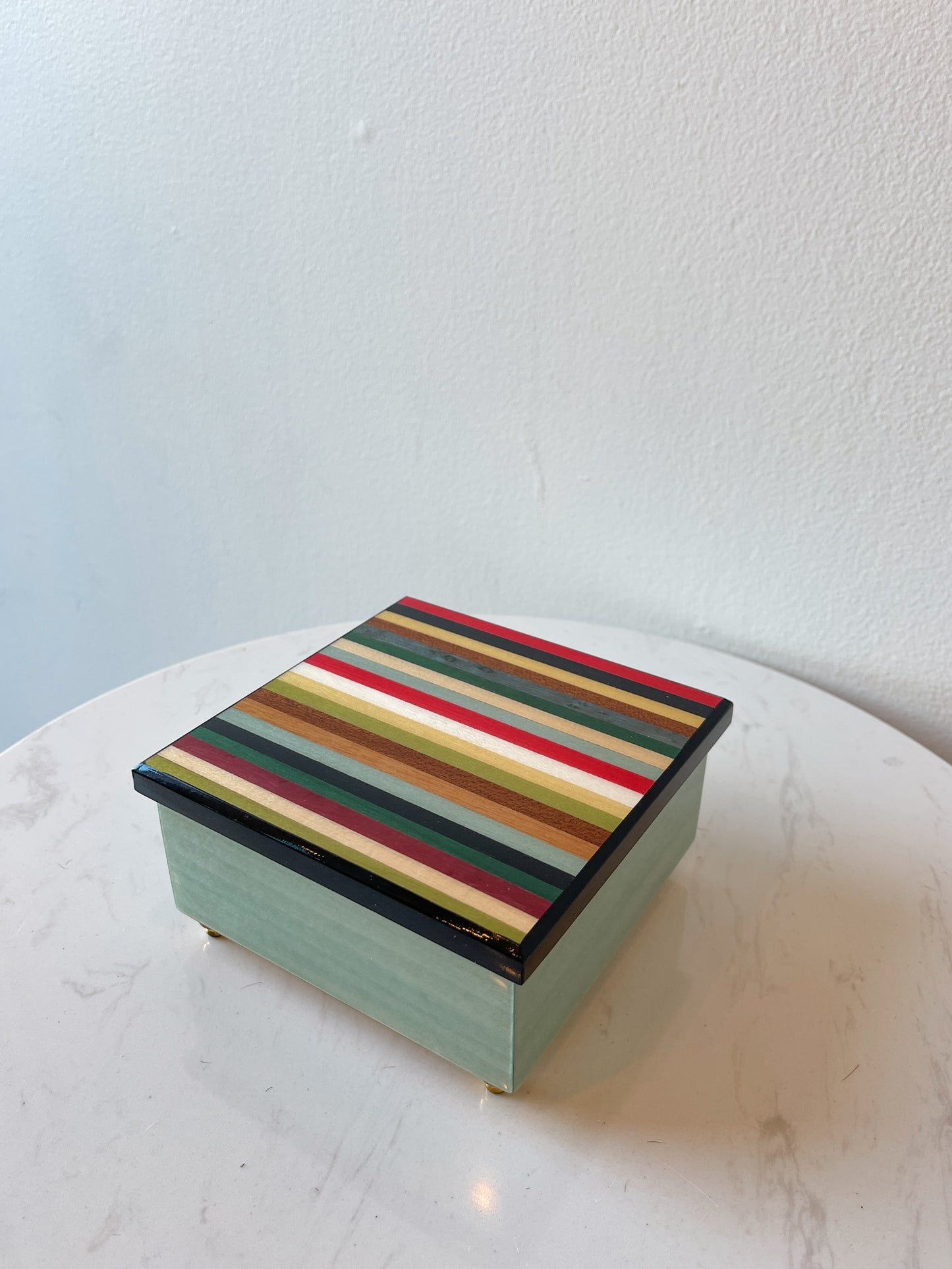 Stripe Wooden Inlaid Music Box - Made in Sorrento, Italy