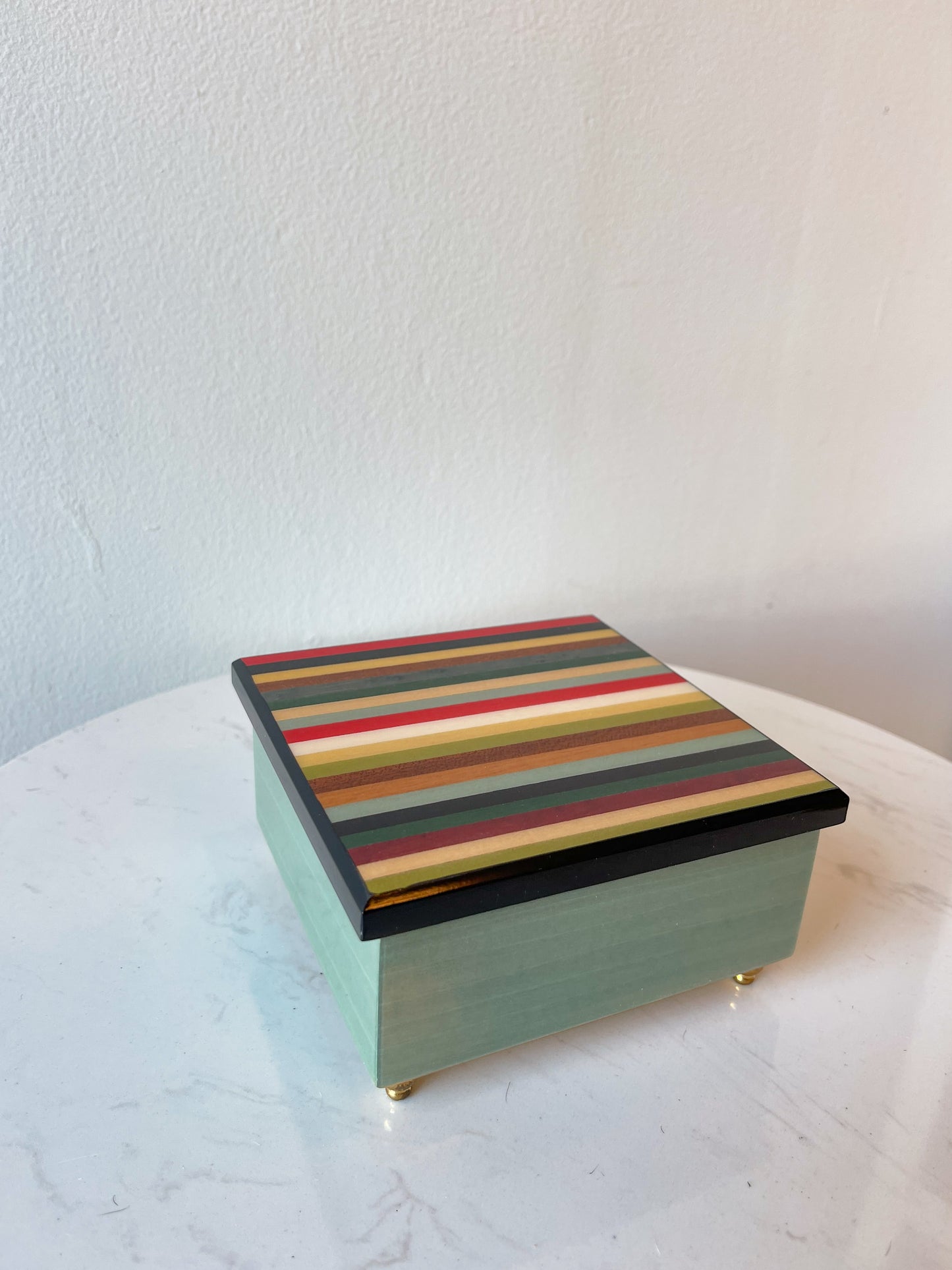 Stripe Wooden Inlaid Music Box - Made in Sorrento, Italy