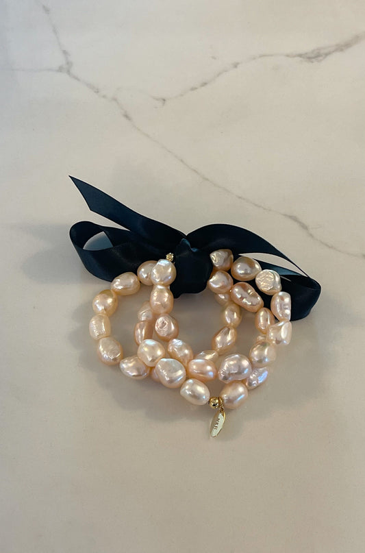 Triple Pearl Bracelets - Pink - Nikki Biedes (Set of 3)