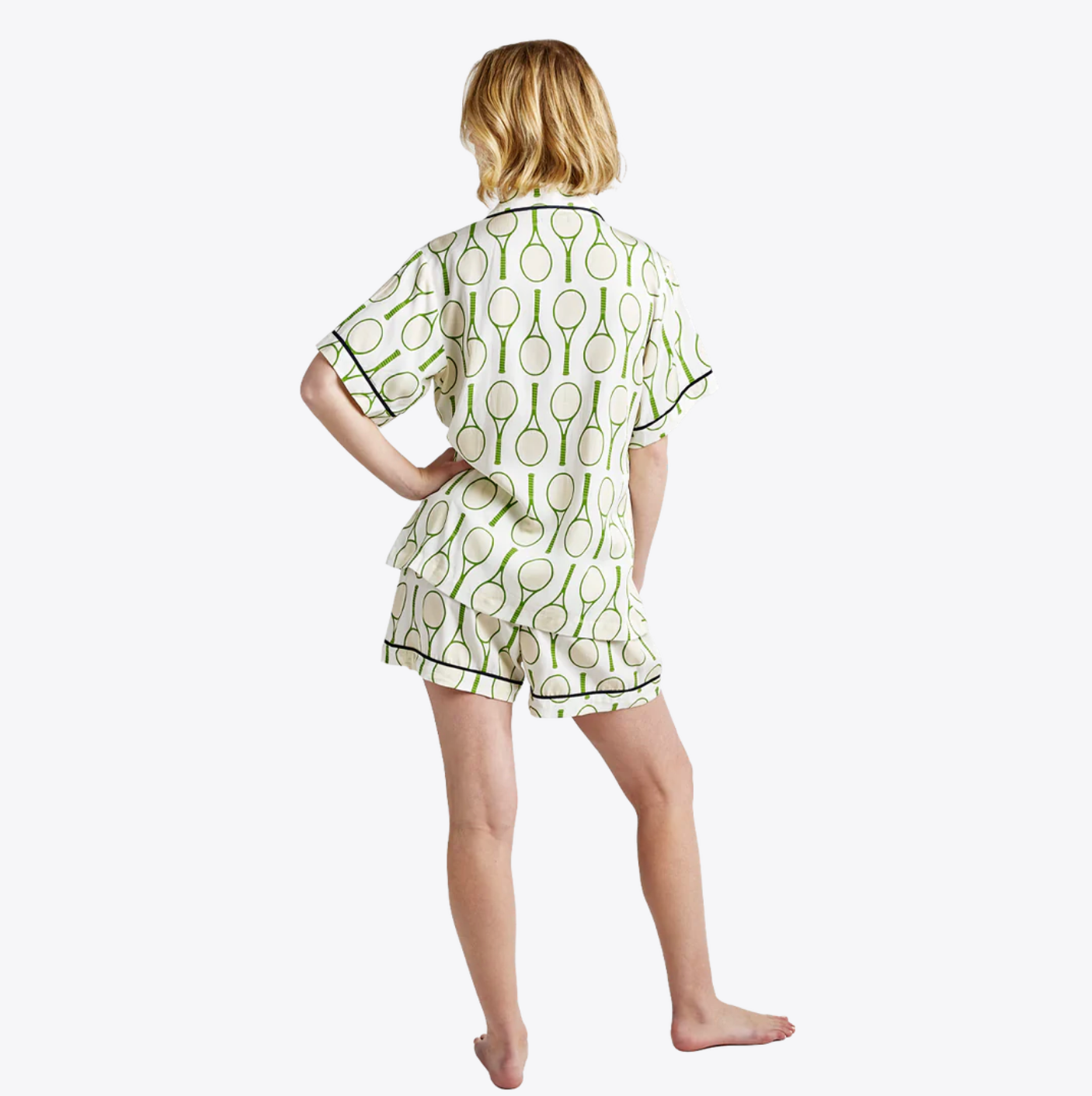 Tennis Time Pajama Short Set - Green - Katie Kime