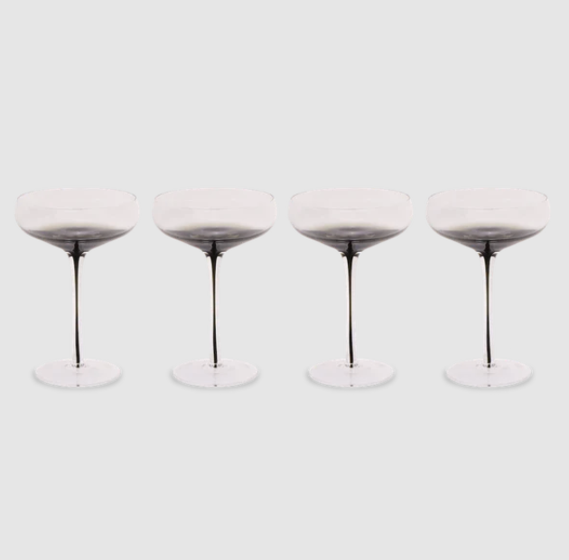 Smoke Stem Coupe Glasses - Set of 4 - Hotel Collection