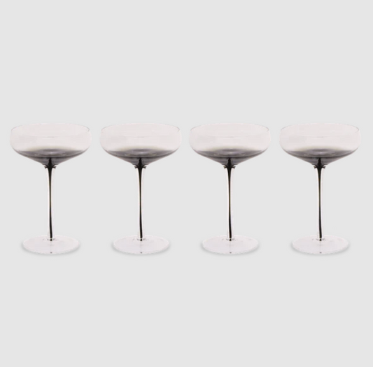 Smoke Stem Coupe Glasses - Set of 4 - Hotel Collection