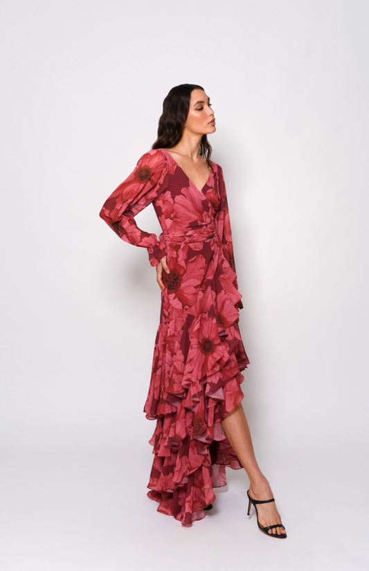 Kya Wine Floral Dress - Hutch Design