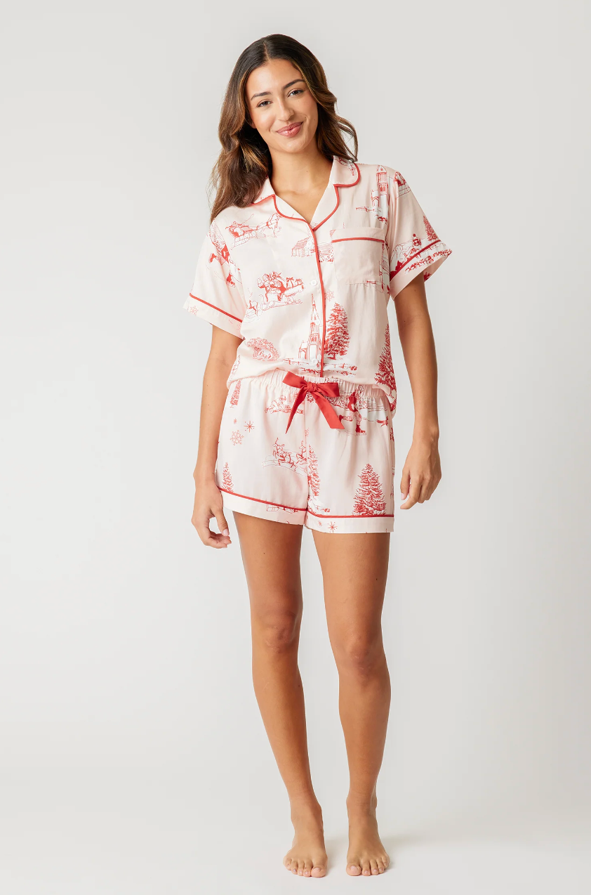 Holiday Toile Pajamas Shorts Set Red - Katie Kime