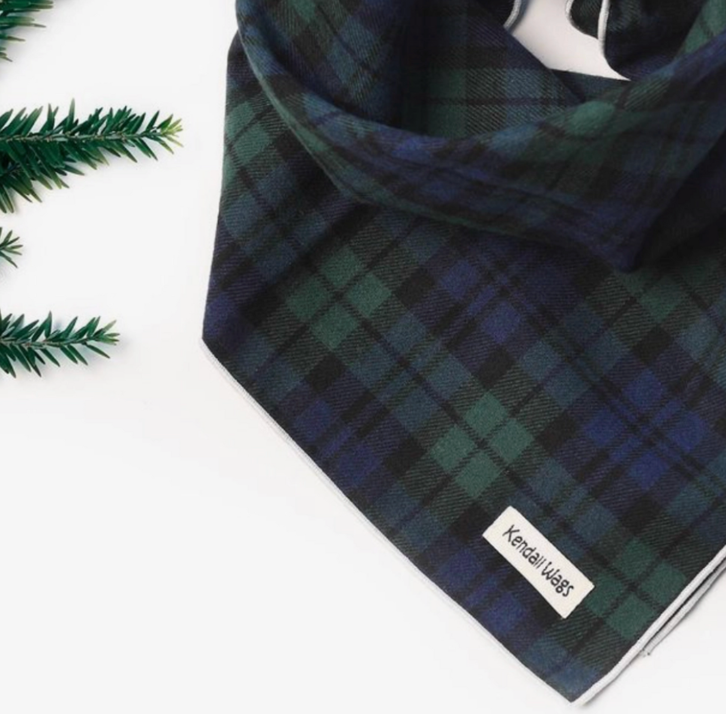 The Green Tartan Flannel Dog Bandana (2 Sizes) - Kendall Wags