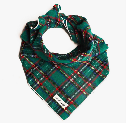 The Holiday Green Tartan Dog Bandana (2 Sizes) - Kendall Wags