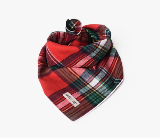 The Red Tartan Flannel Dog Bandana (2 Sizes) - Kendall Wags