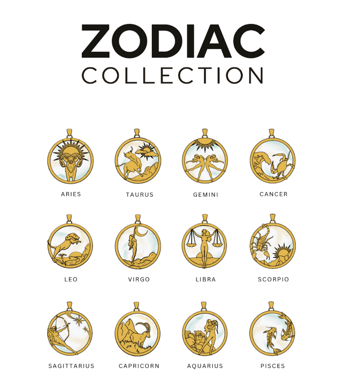 Zodiac Collection Mother of Pearl Necklaces (ALL ZODIACS) - Freya Rose London