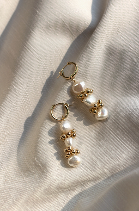 Eyelet Mini Hoop Pearl Earrings - Christine Elizabeth Jewelry