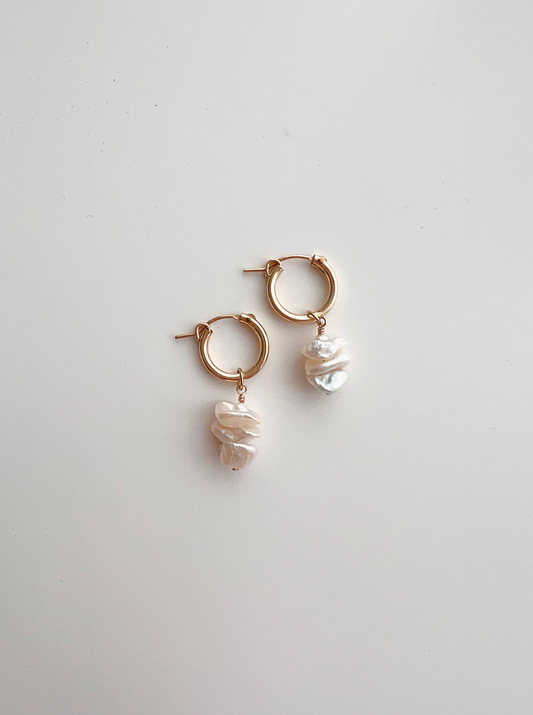 Flutter Mini Hoop Pearl Earrings - Christine Elizabeth Jewelry