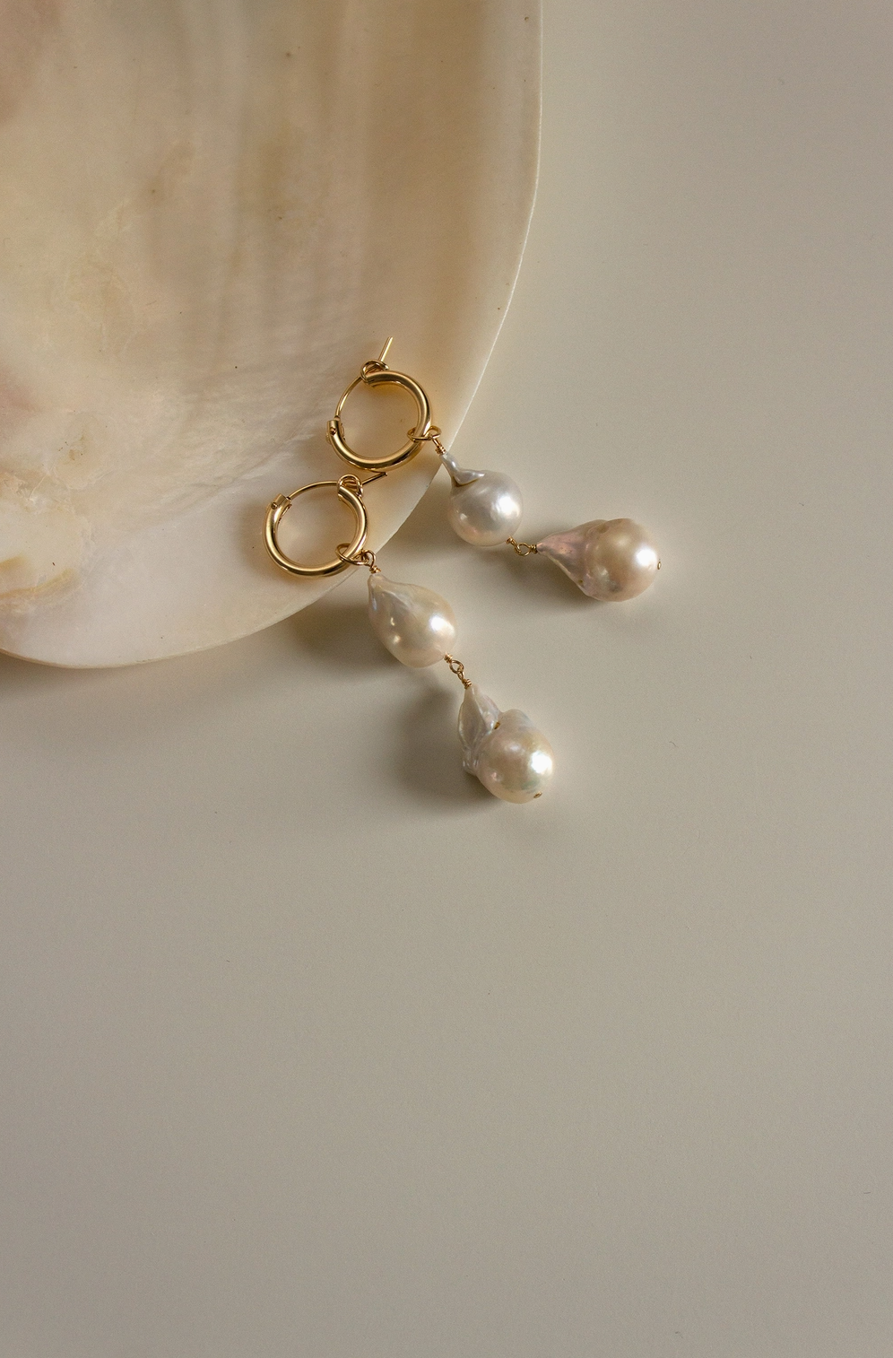 Lustre Double Baroque Mini Hoop Earrings - Christine Elizabeth Jewelry