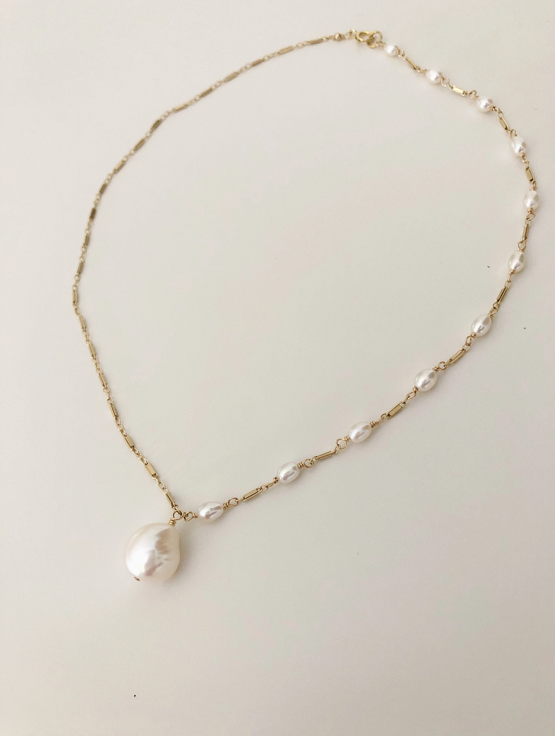 Petite Asymmetrical Baroque Pearl Pendant Necklace - Christine Elizabeth Jewelry