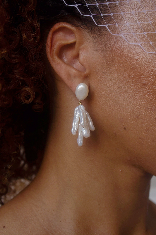 Petite Plume Pearl Earrings - Christine Elizabeth Jewelry
