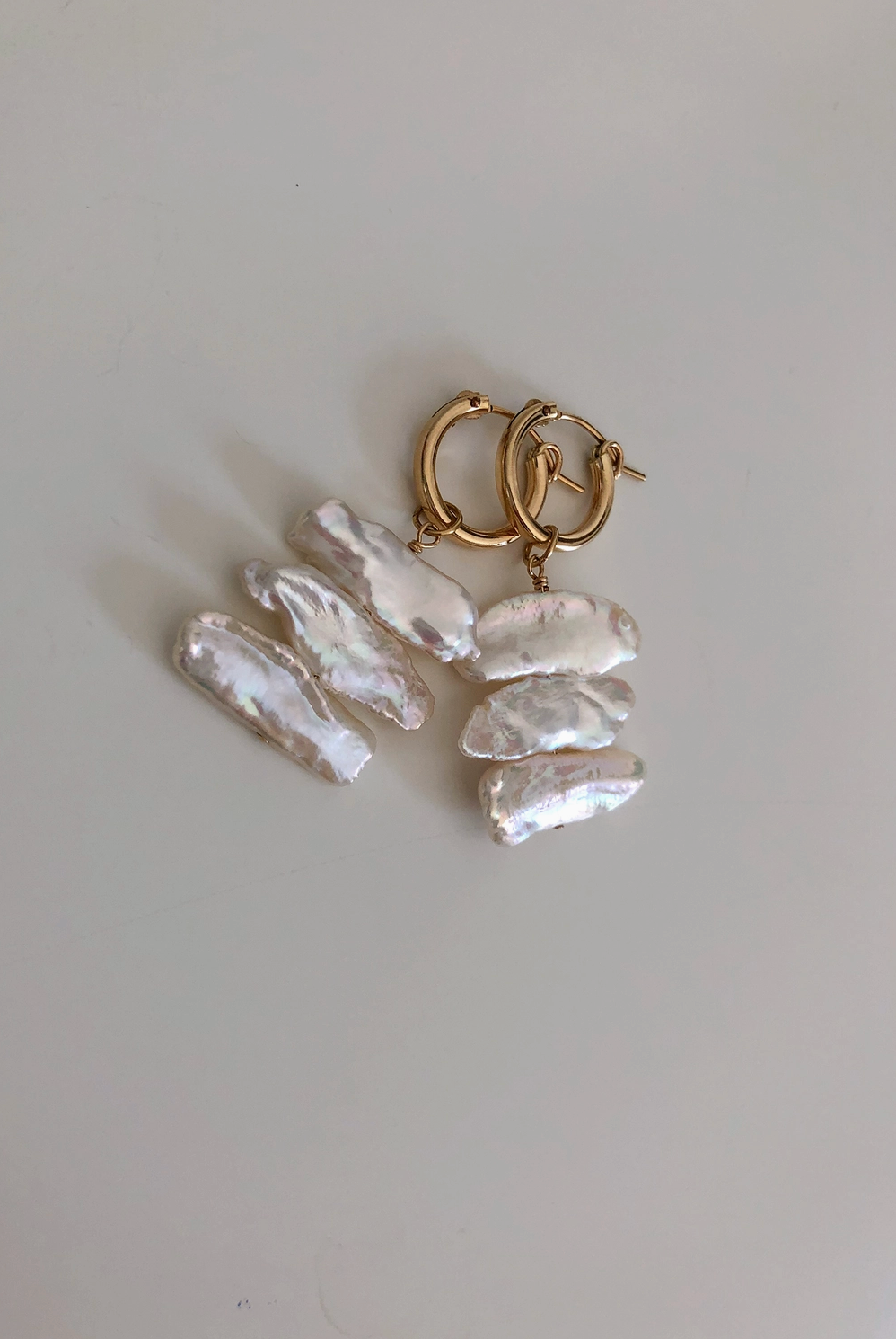 Sideways Biwa Hoop Earrings - Christine Elizabeth Jewelry