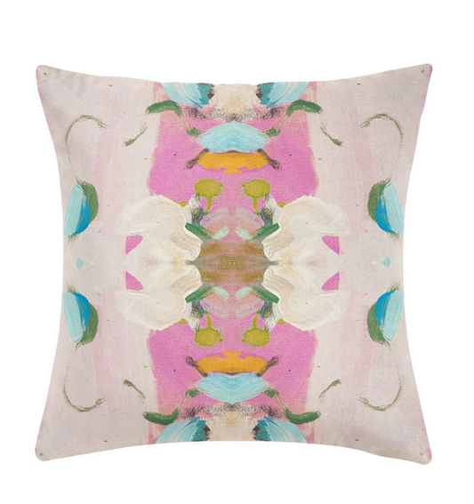 Monet’s Garden Pink 22x22 Pillow - Laura Park