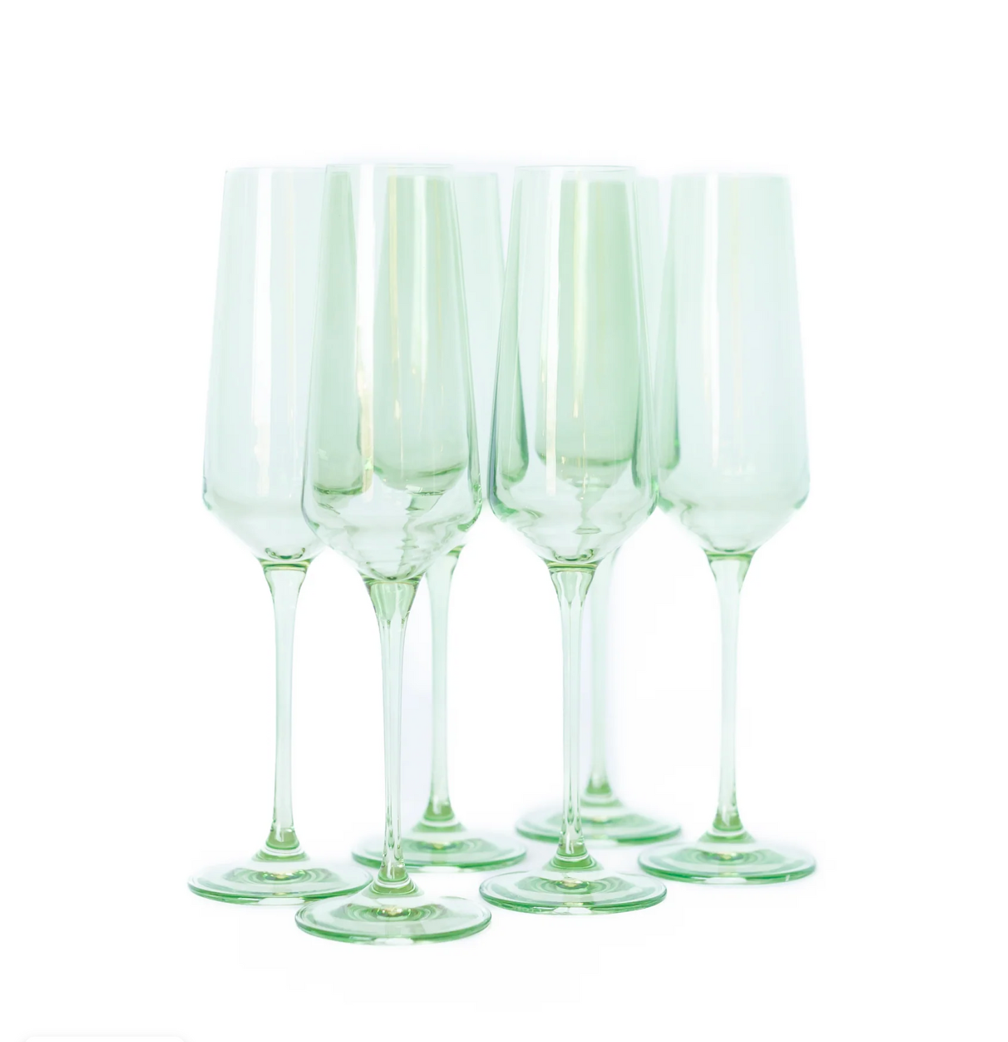 Colored Champagne Flute - Mint Green - Estelle Colored Glass (Set of 6)