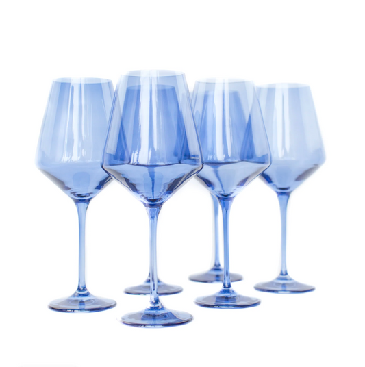 Stemmed Wine Glasses - Cobalt Blue - Estelle Colored Glass (Set of 6)