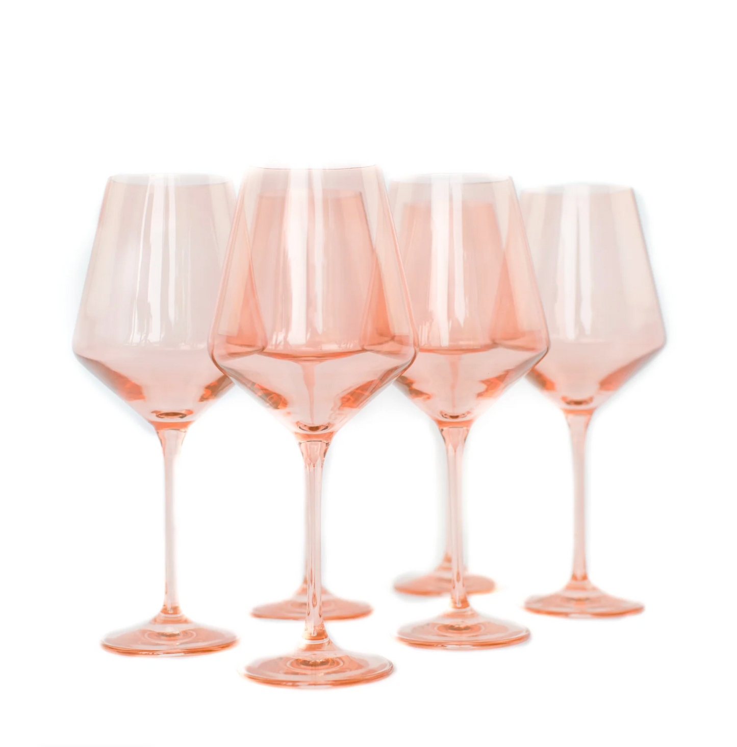 Stemmed Wine Glasses - Blush - Estelle Colored Glass (Set of 6)