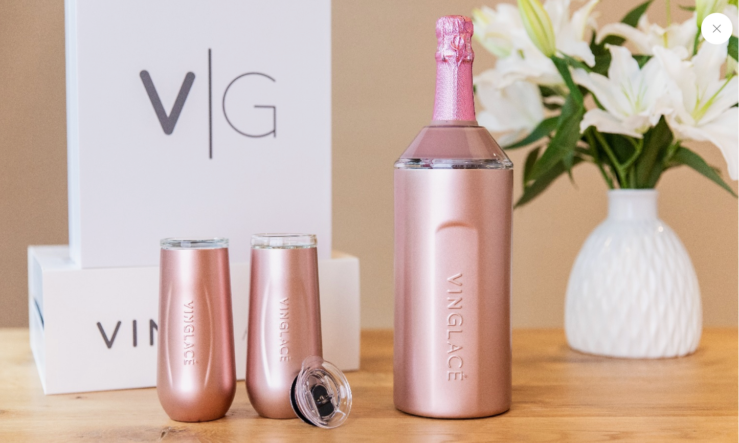 Vinglacé Champagne GIFT SET with Glass Lined Flutes - Rose Gold