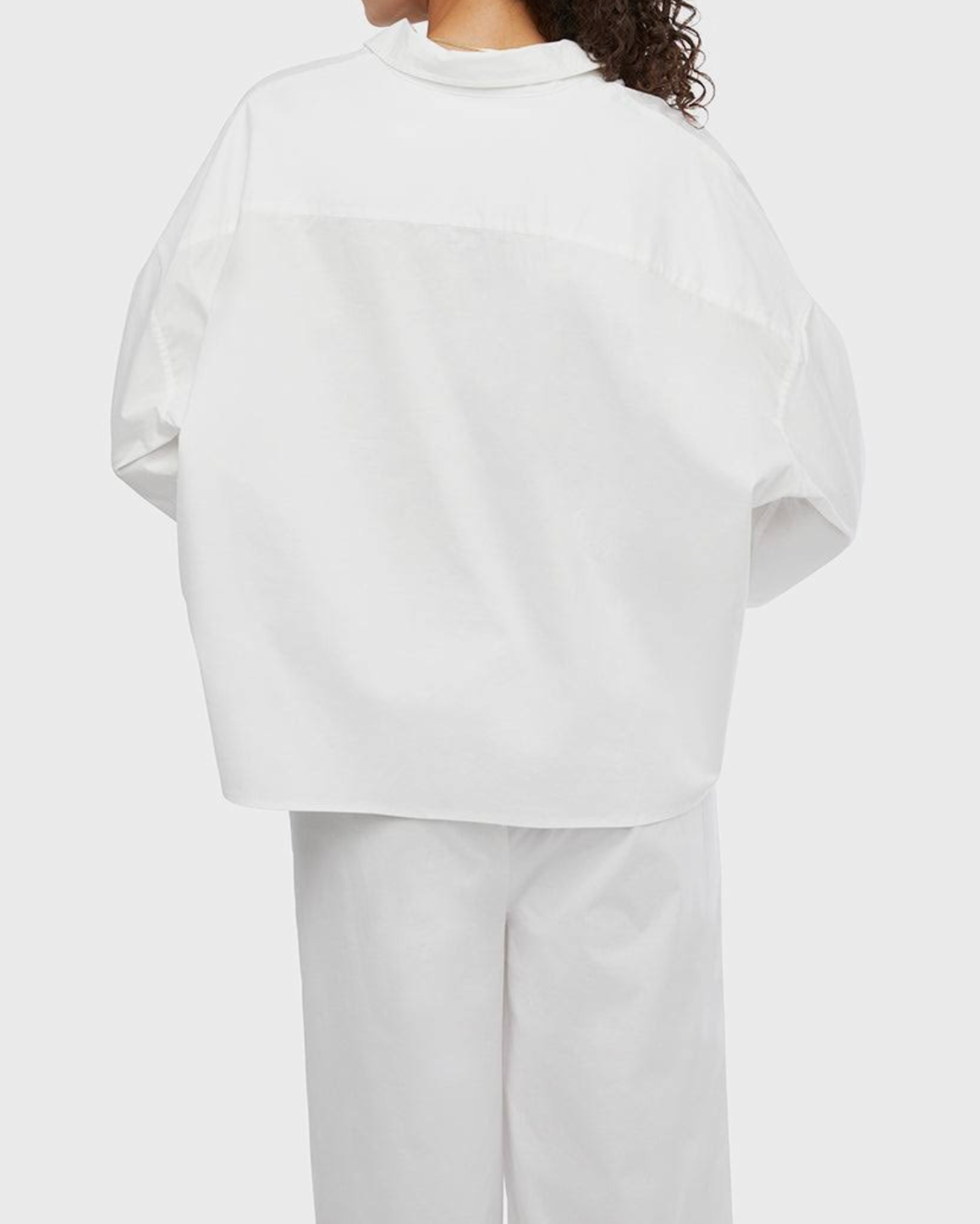 Cropped Button Front Shirt - White - We Wore What