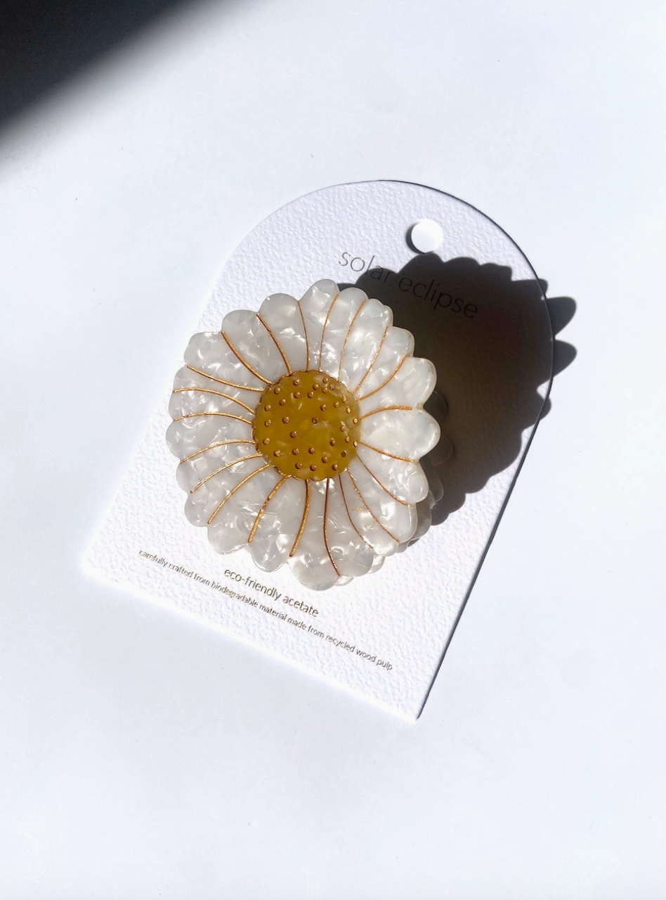 Hand-Painted Daisy Flower Claw Hair Claw - Solar Eclipse