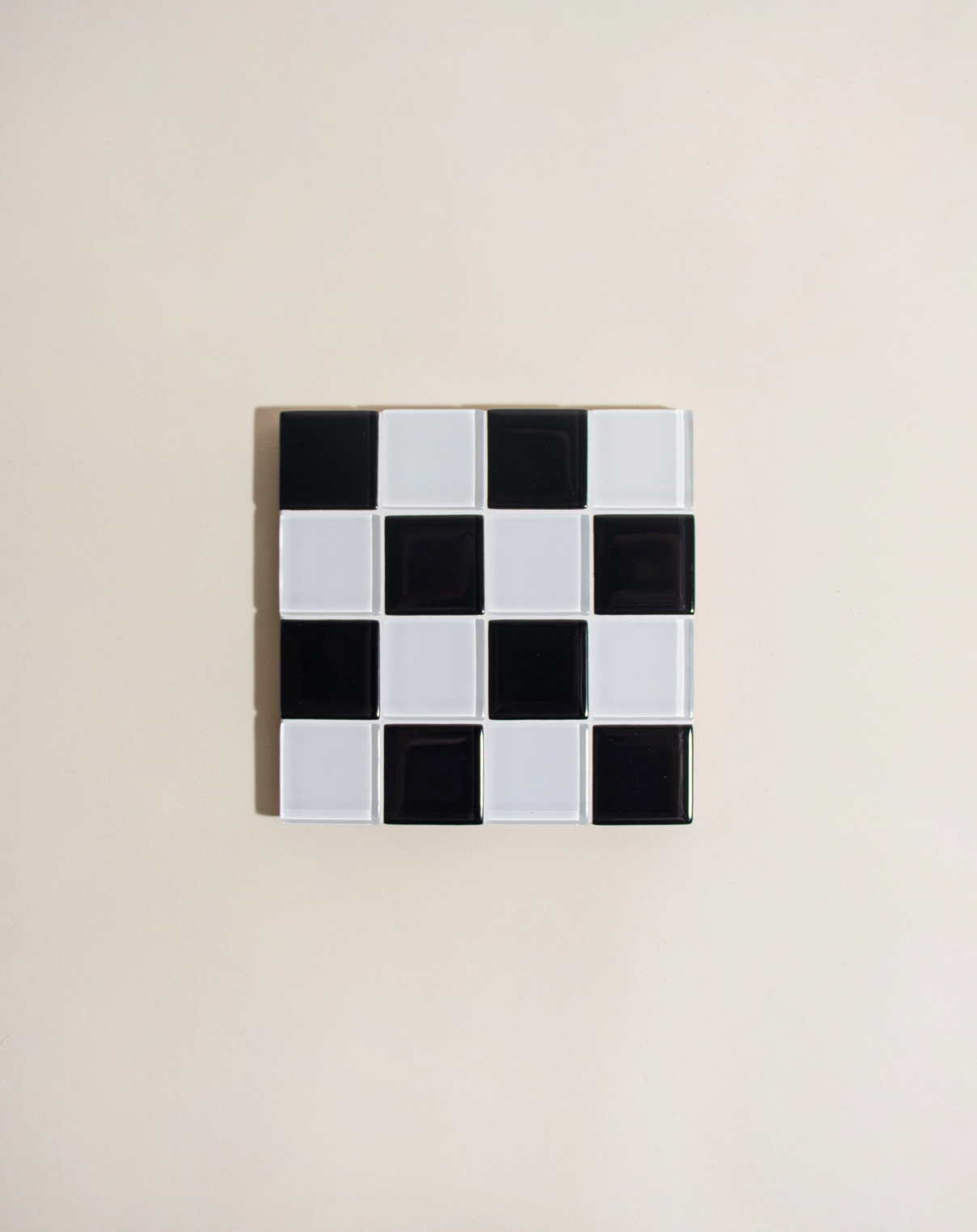 Glass Tile Coaster Checkered - Black/White - Subtle Art Studios