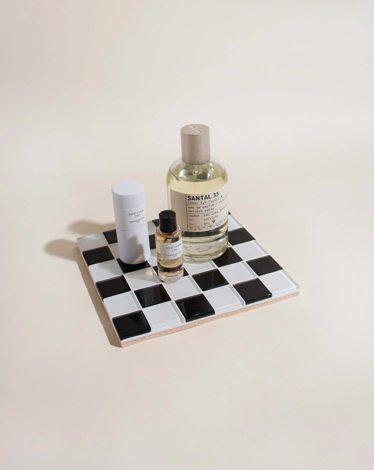 Glass Tile Tray Checkered - Black/White - Subtle Art Studios