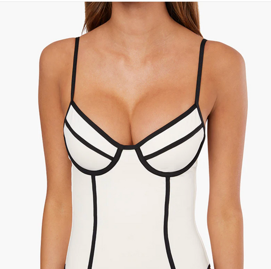 Danielle One Piece Swimsuit - Off White/Black - We Wore What
