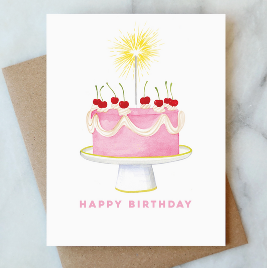 Sparkler Birthday Cake Greeting Card - Abigail Jayne
