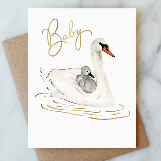Swans Baby Greeting Card - Abigail Jayne