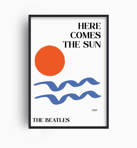 Here Comes the Sun Beatles Inspired Retro Giclée Art Print - Fan Club