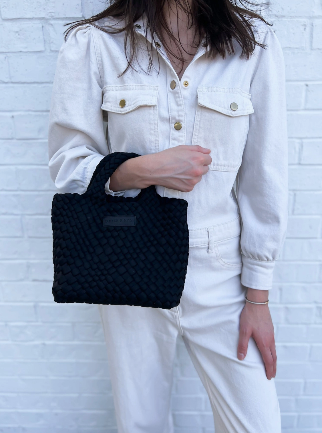 Jet Black Woven Mini Tote - Parker & Hyde