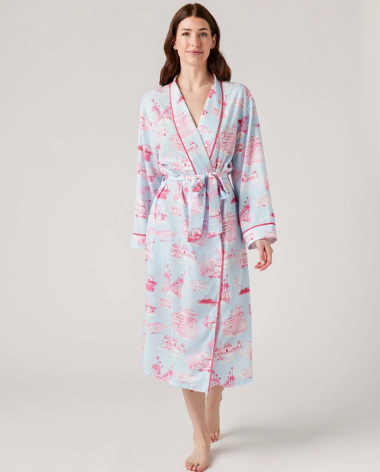 California Toile Robe - Light Blue/Pink - Katie Kime