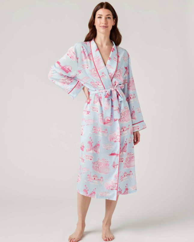 California Toile Robe - Light Blue/Pink - Katie Kime